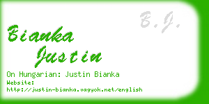 bianka justin business card